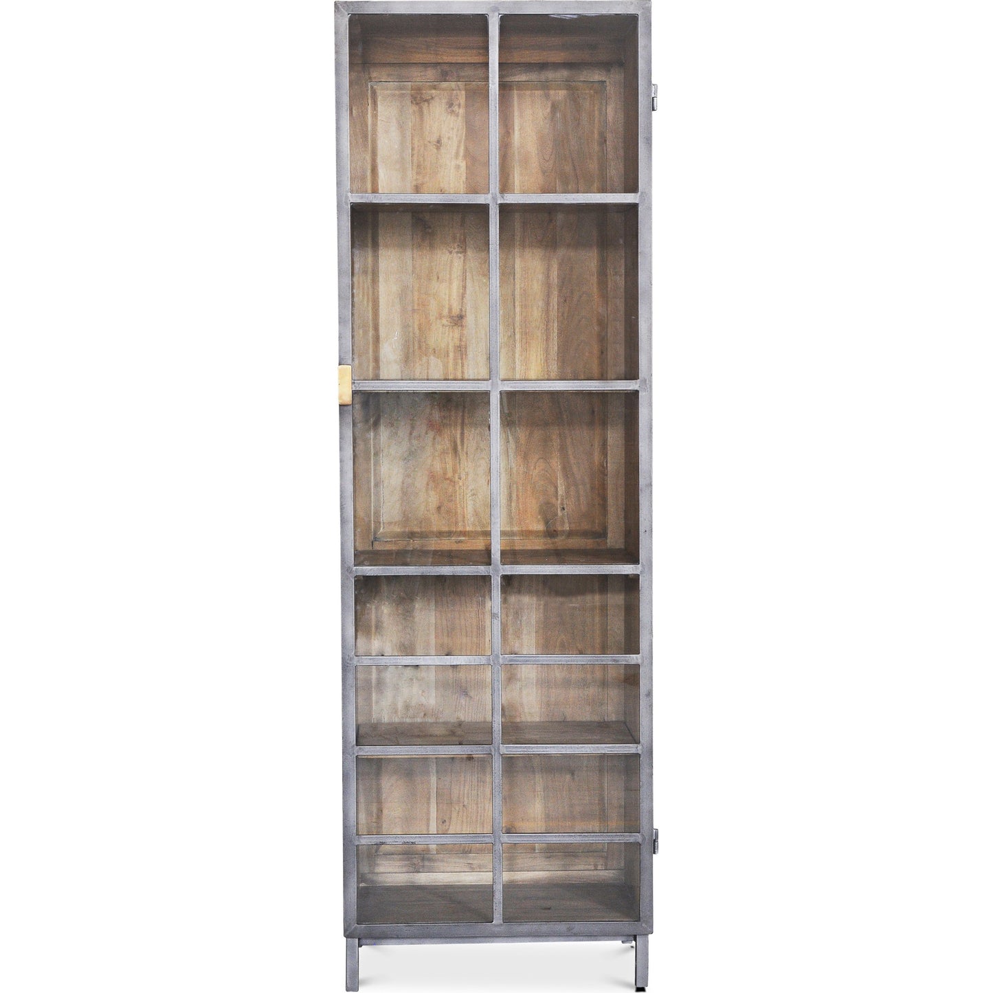 002 SR-857397 | Additional Silo | A Gem Of A Handle Display Cabinet by Sarreid Ltd. in gray and moleskin grey gunmetal. Made from acacia wood, glass, steel in a modern style.
