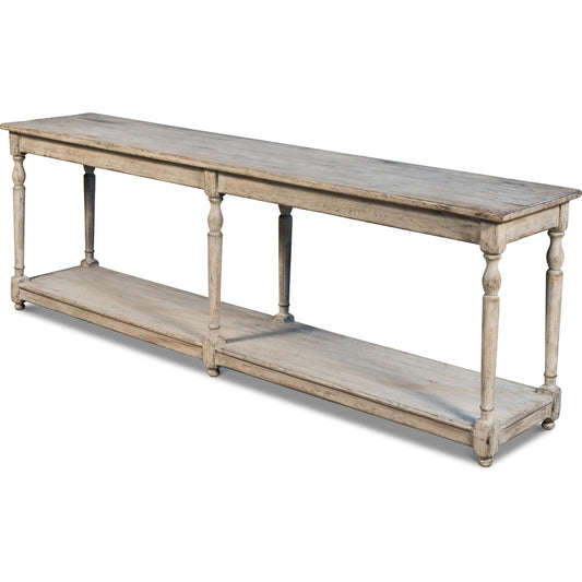 Jensen Console by Sarreid Ltd. in gray and stony grey finish. Made from pine in a cottage & farmhouse style.