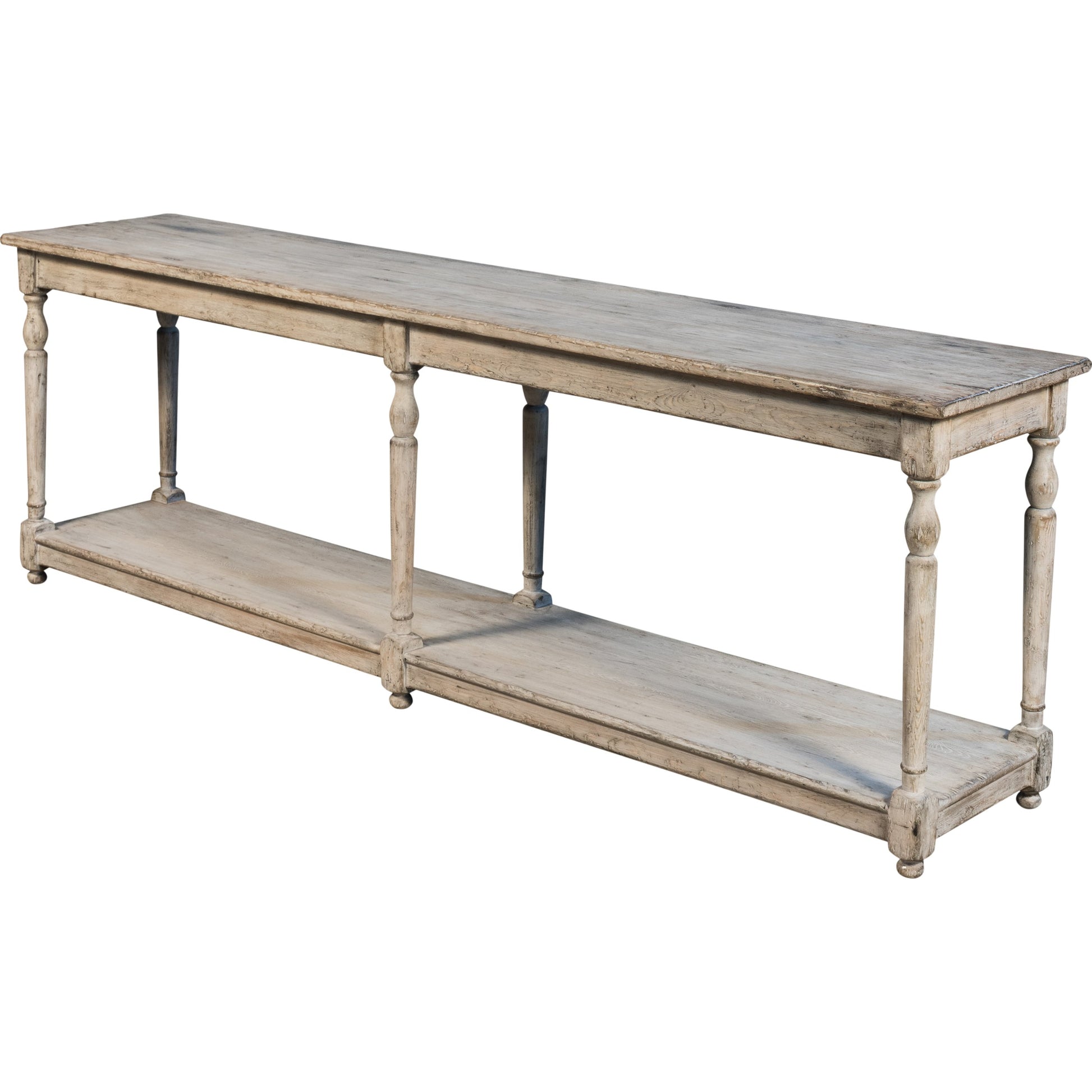Jensen Console by Sarreid Ltd. in gray and stony grey finish. Made from pine in a cottage & farmhouse style.