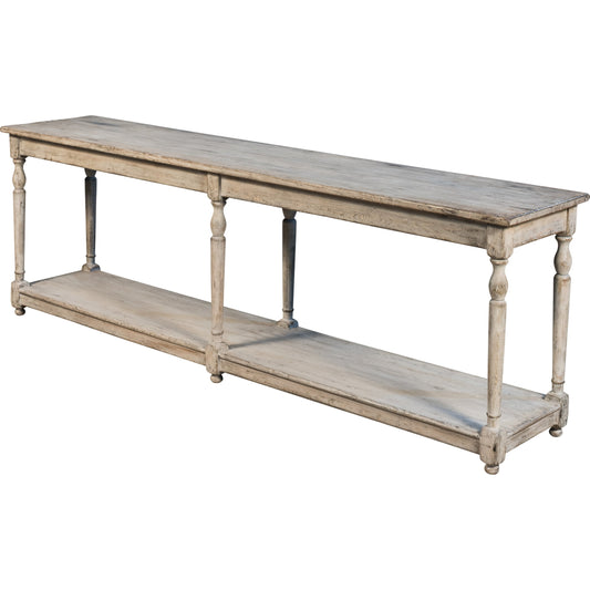 Jensen Console by Sarreid Ltd. in gray and stony grey finish. Made from pine in a cottage & farmhouse style.