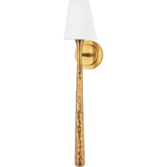 Greta Wall Sconce by Corbett in vintage brass. Made from brass in a modern style.