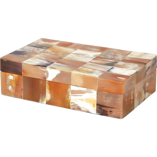 Sierra Horn Box by Global Views in natural. Made from mdf, african white horn in a unique style.