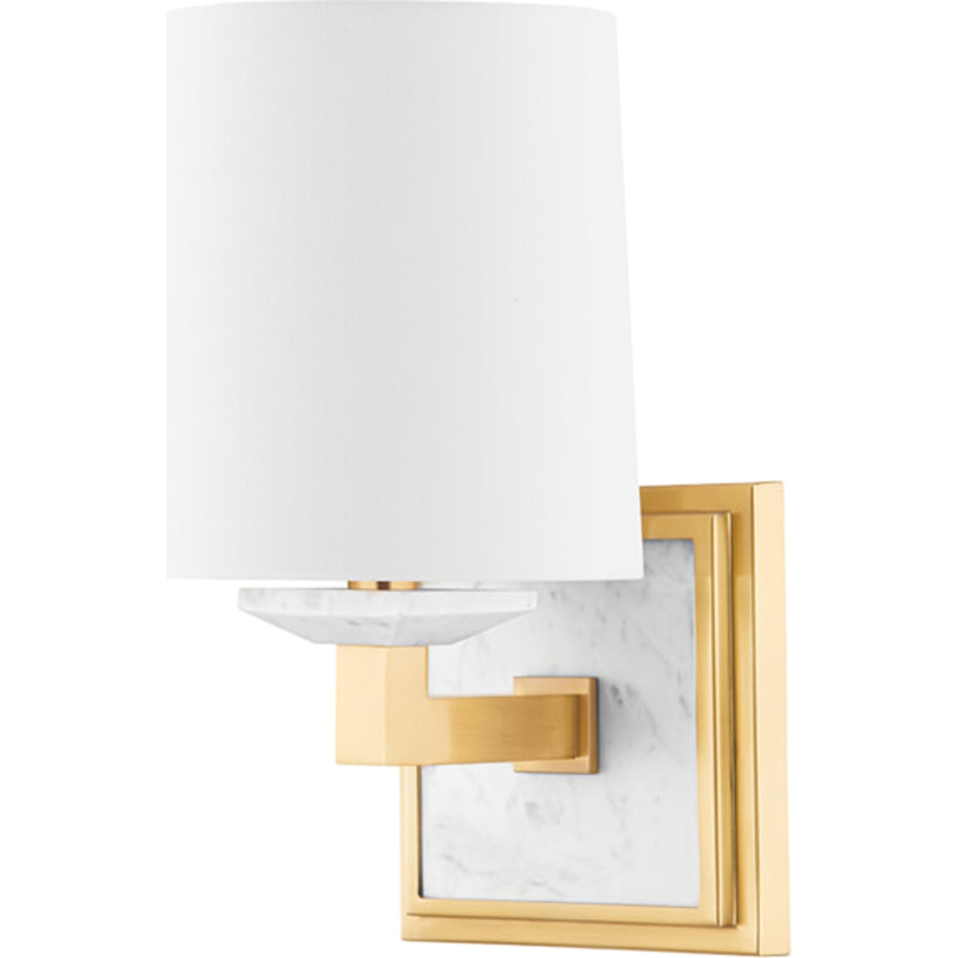 Elwood Bath Sconce by Hudson Valley in aged brass. Made from steel in a transitional style.