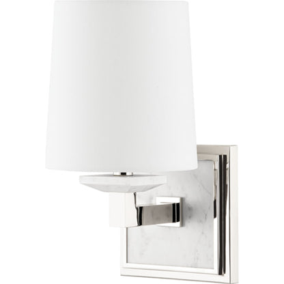 Elwood Bath Sconce by Hudson Valley in aged brass. Made from steel in a transitional style.