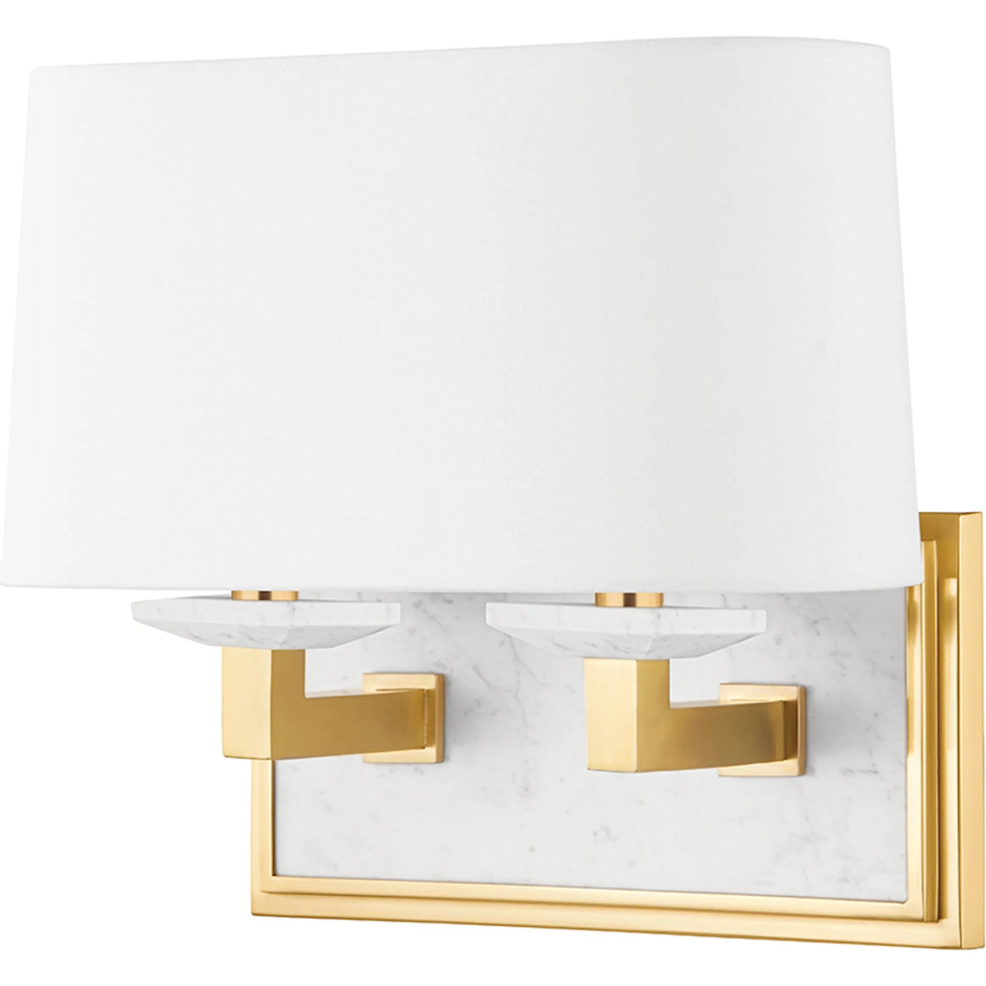 Elwood Bath Sconce by Hudson Valley in aged brass. Made from steel in a transitional style.