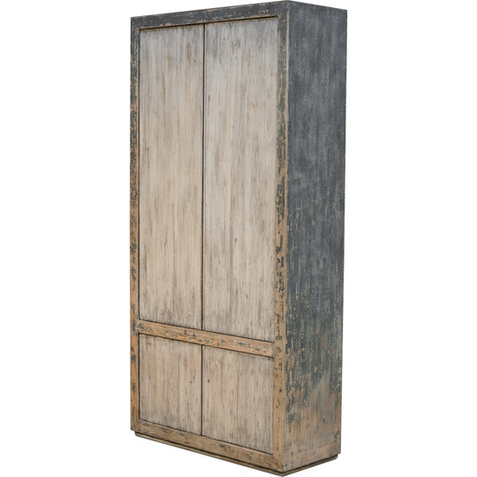 Chamonix Cupboard by Sarreid Ltd. in gray and 3 removable shelves. Made from pine in a cottage & farmhouse style.