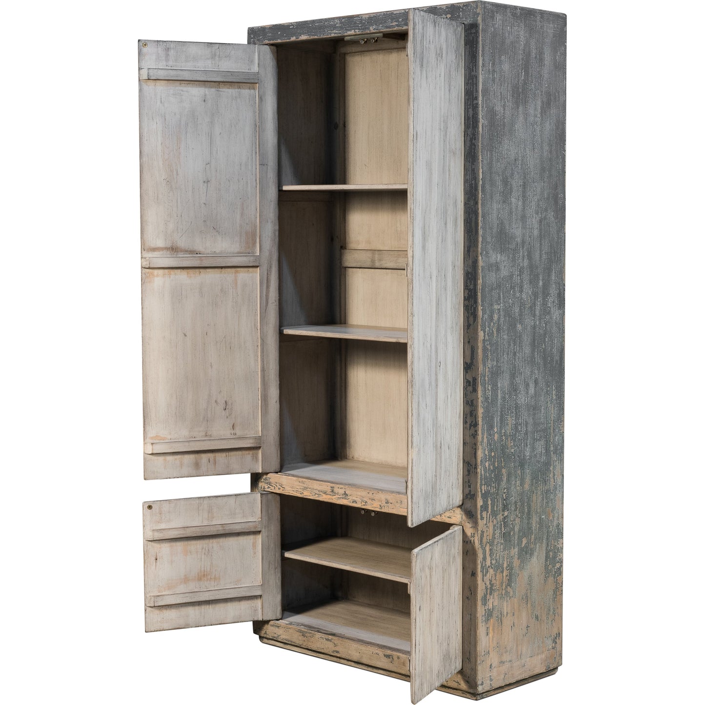 003 SR-857550 | Additional Silo | Chamonix Cupboard by Sarreid Ltd. in gray and 3 removable shelves. Made from pine in a cottage & farmhouse style.