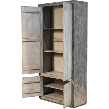 Chamonix Cupboard by Sarreid Ltd. in gray and 3 removable shelves. Made from pine in a cottage & farmhouse style.