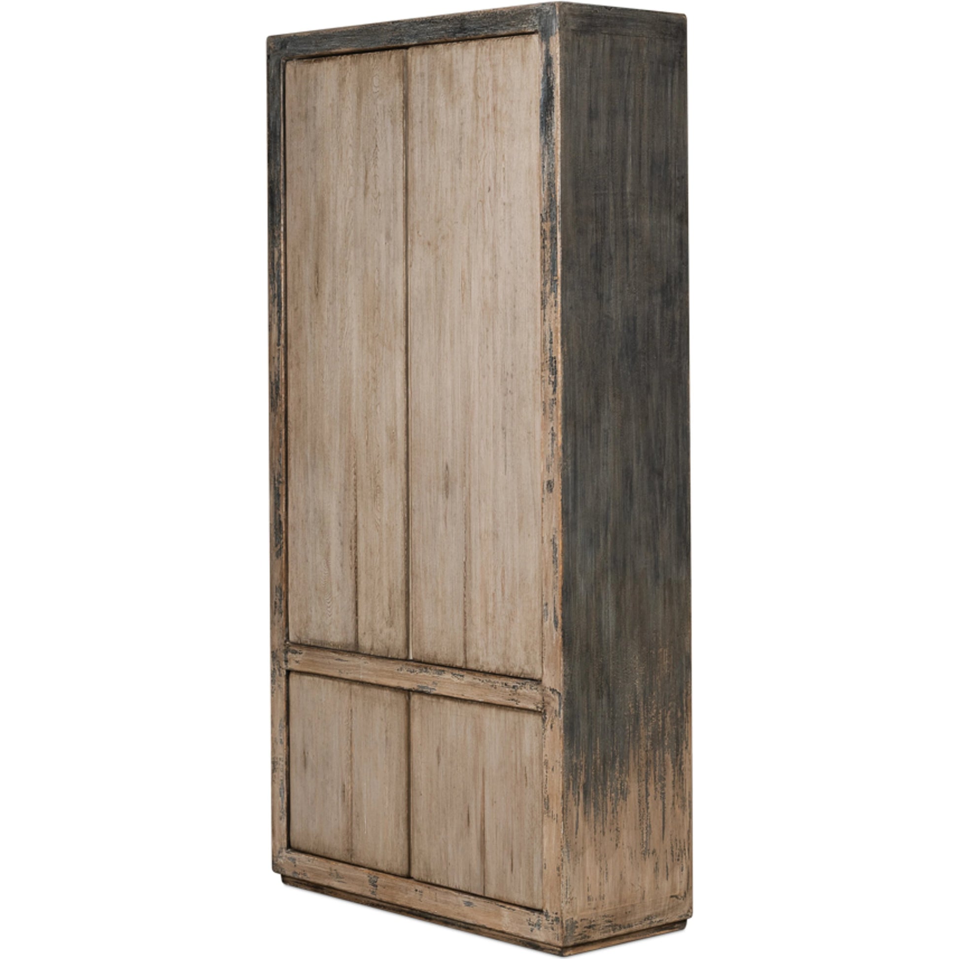 Chamonix Cupboard by Sarreid Ltd. in gray and 3 removable shelves. Made from pine in a cottage & farmhouse style.