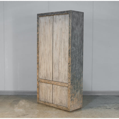 Chamonix Cupboard by Sarreid Ltd. in gray and 3 removable shelves. Made from pine in a cottage & farmhouse style.