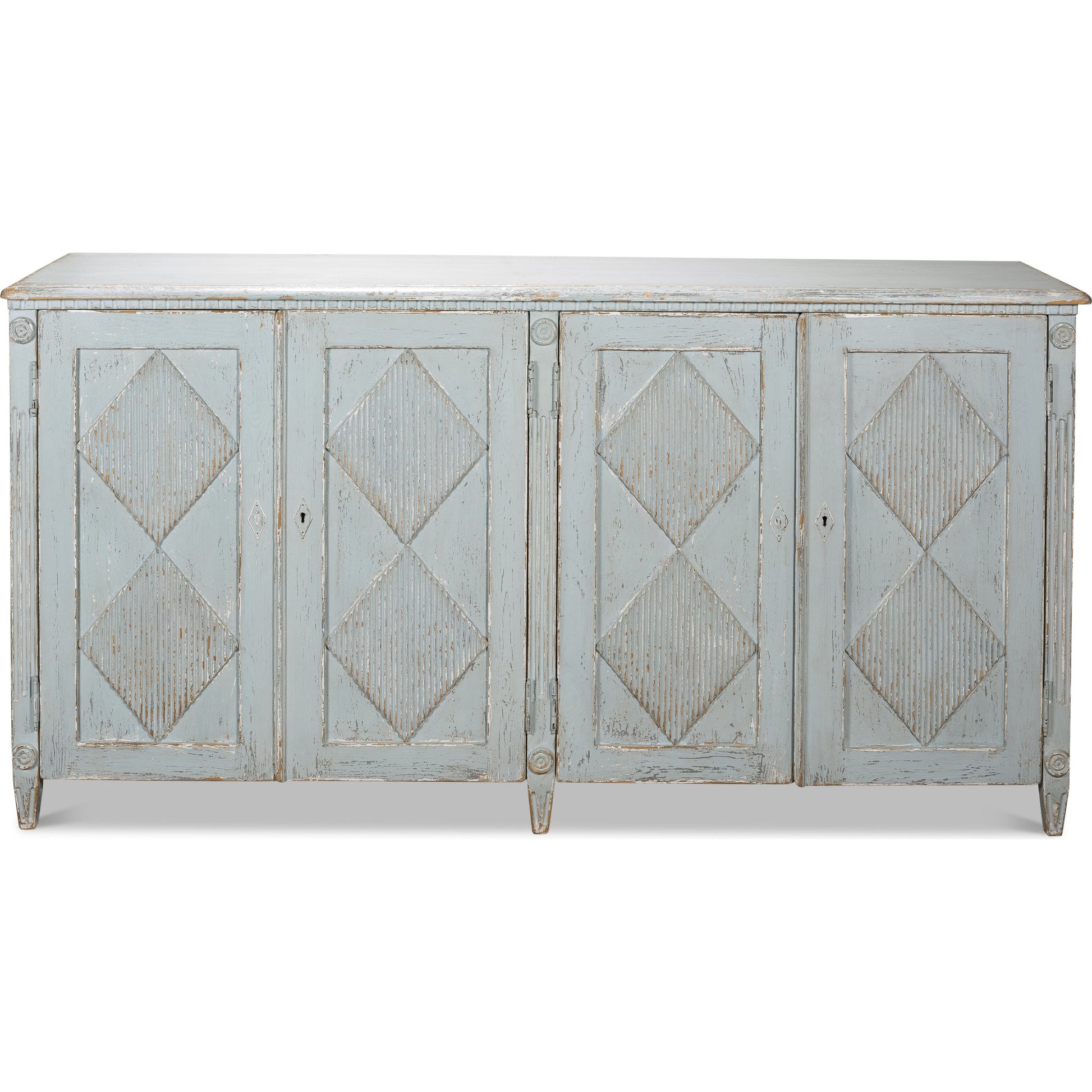 Roanne Sideboard by Sarreid Ltd. in blue and 2 removable shelves. Made from pine in a cottage & farmhouse style.