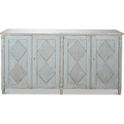 Roanne Sideboard by Sarreid Ltd. in blue and 2 removable shelves. Made from pine in a cottage & farmhouse style.