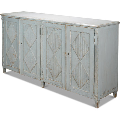 Roanne Sideboard by Sarreid Ltd. in blue and 2 removable shelves. Made from pine in a cottage & farmhouse style.