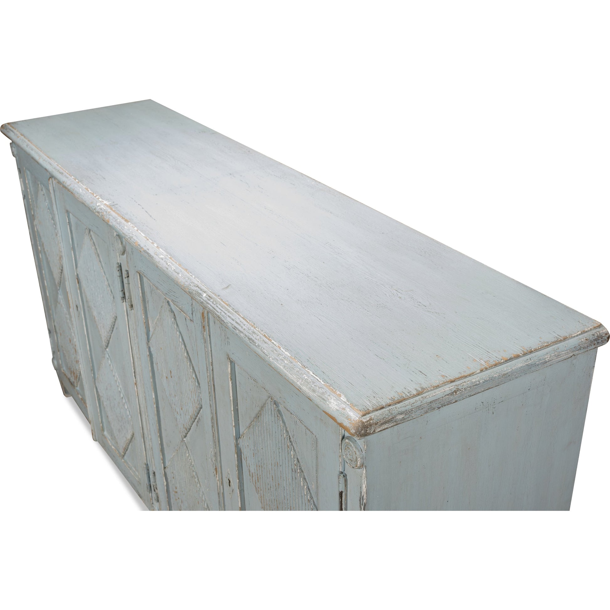 Roanne Sideboard by Sarreid Ltd. in blue and 2 removable shelves. Made from pine in a cottage & farmhouse style.