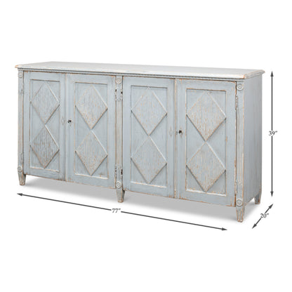 Roanne Sideboard by Sarreid Ltd. in blue and 2 removable shelves. Made from pine in a cottage & farmhouse style.