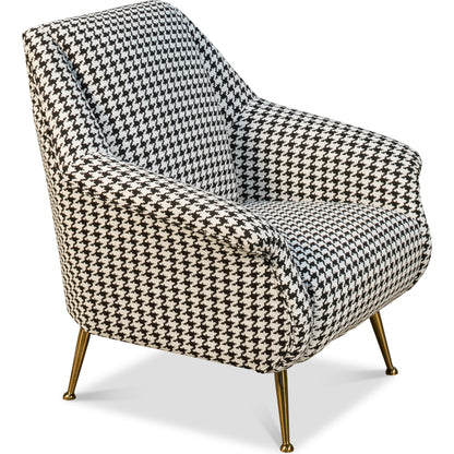 Ziegfeld Armchair by Sarreid Ltd. in black and zucca linen golden stainless steel. Made from linen, stainless steel in a modern style.