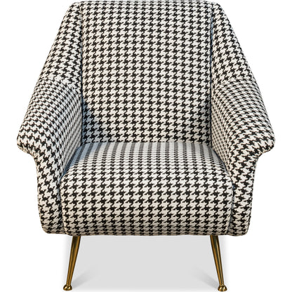 Ziegfeld Armchair by Sarreid Ltd. in black and zucca linen golden stainless steel. Made from linen, stainless steel in a modern style.