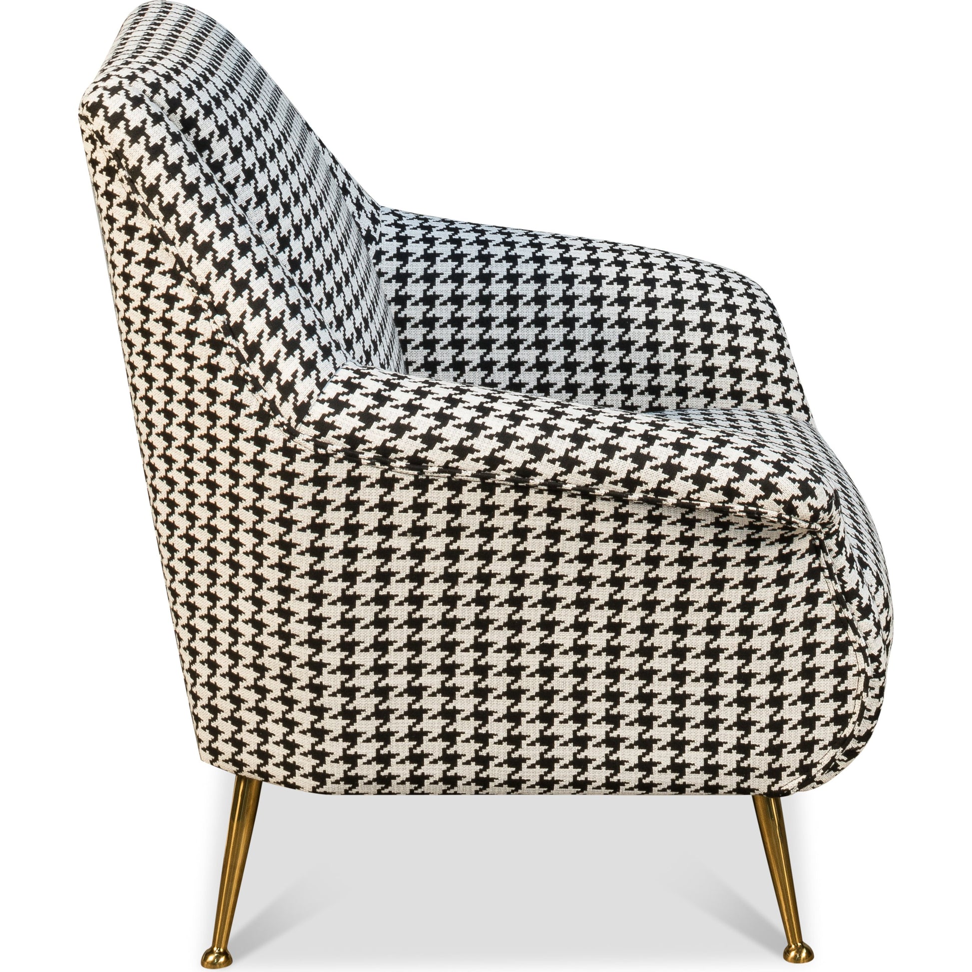 Ziegfeld Armchair by Sarreid Ltd. in black and zucca linen golden stainless steel. Made from linen, stainless steel in a modern style.