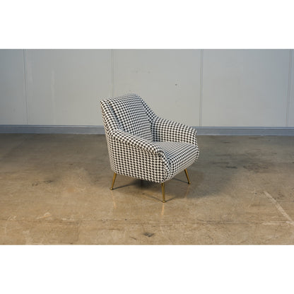 Ziegfeld Armchair by Sarreid Ltd. in black and zucca linen golden stainless steel. Made from linen, stainless steel in a modern style.