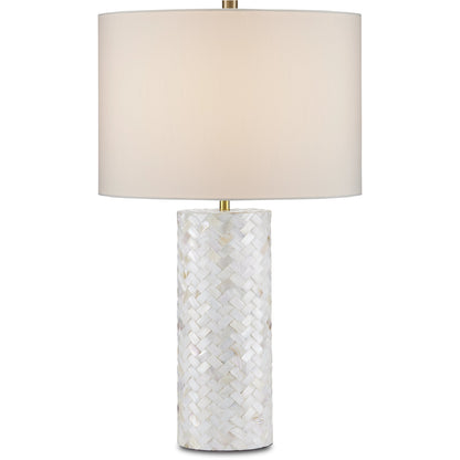 Meraki Mother-Of-Pearl Table Lamp by Currey and Company. Made from mother of pearl, engineered wood in a modern style.
