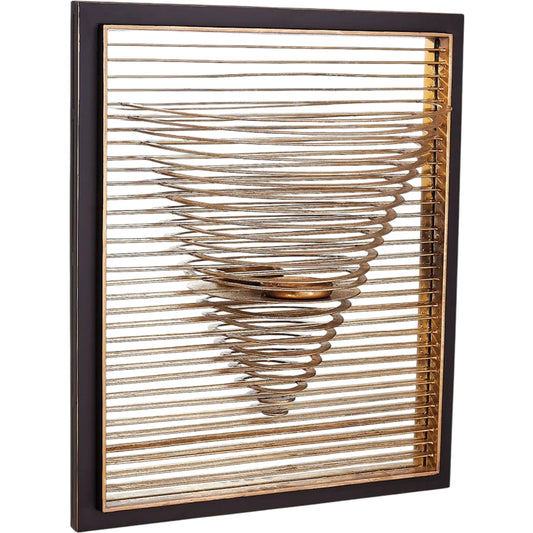 Pyramid Candle Sconce by Global Views in brown powder coat, gold leaf. Made from mdf, iron, mirror in a modern style.