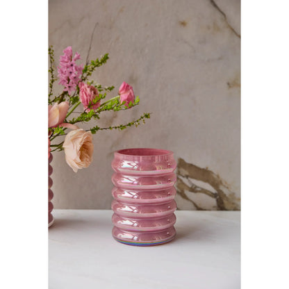 Chrysalis Vase by Accent Decor in pink. Made from glass in a unique style.