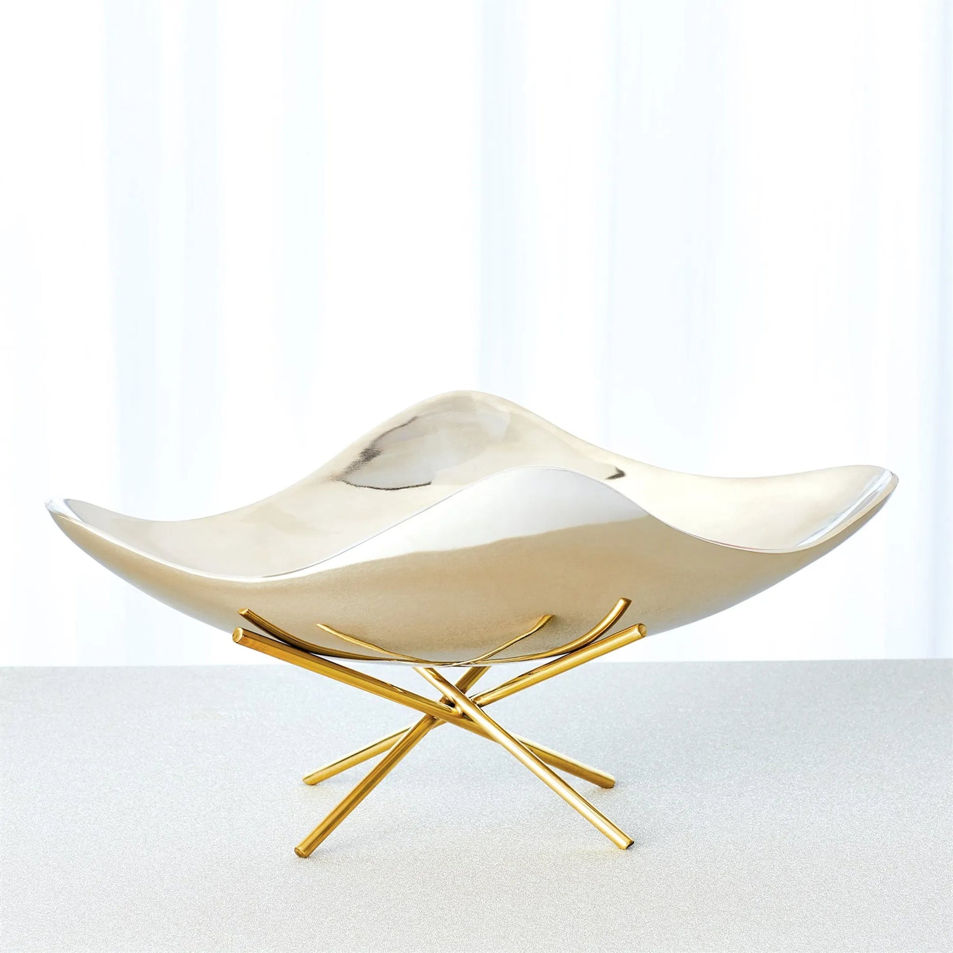 Thistle Decorative Bowl with Brass Stand by Global Views. Made from aluminum, brass in a modern style.