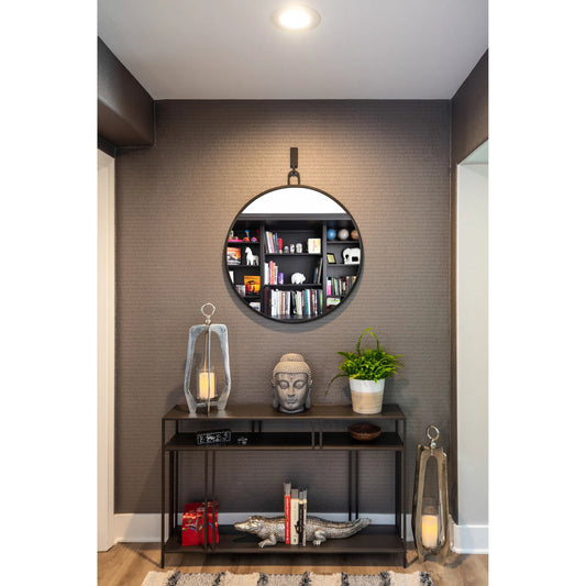 Stopwatch Round Accent Mirror by Varaluz in bronze, brown. Made from steel in a unique style.
