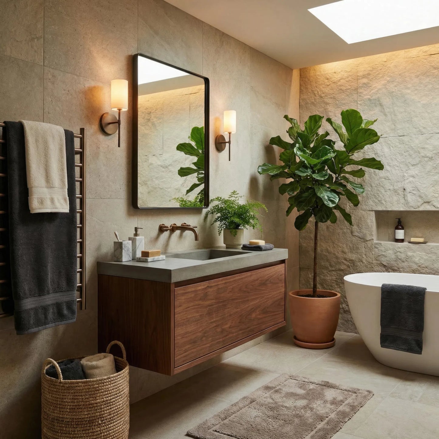 003 SI-2536996 | Lifestyle | Kye Rectangular Rounded Wall Mirror by Varaluz in bronze, brown. Made from steel in a unique style.