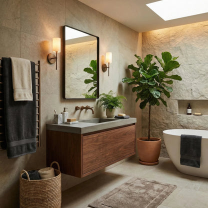 Kye Rectangular Rounded Wall Mirror by Varaluz in bronze, brown. Made from steel in a unique style.