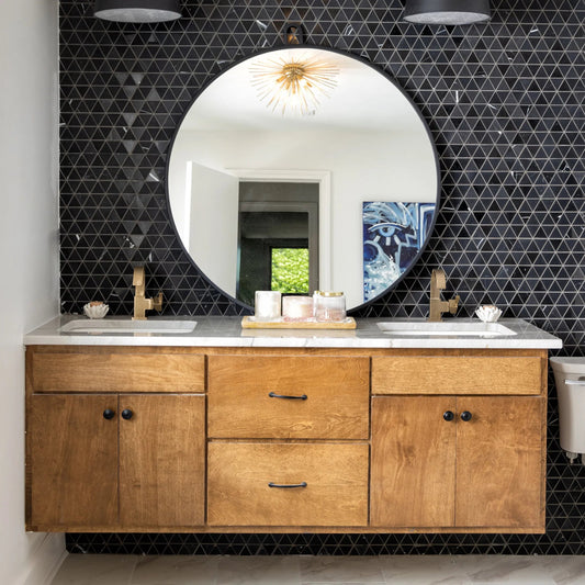 Stopwatch Round Mirror by Varaluz. Made from unique in a modern style.