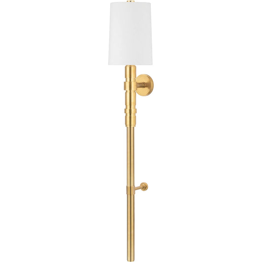 Cormoran Wall Sconce by Corbett in vintage brass. Made from brass in a modern style.
