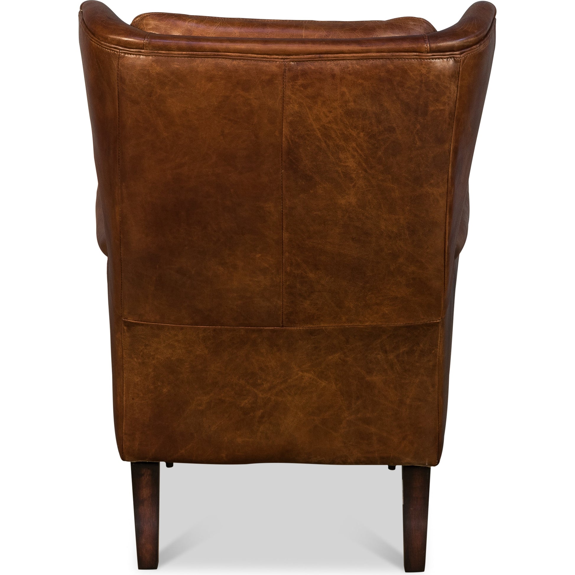 Elite Wing Lounge Chair by Sarreid Ltd.. Made from rubber wood, top grain cow leather in a rustic style.