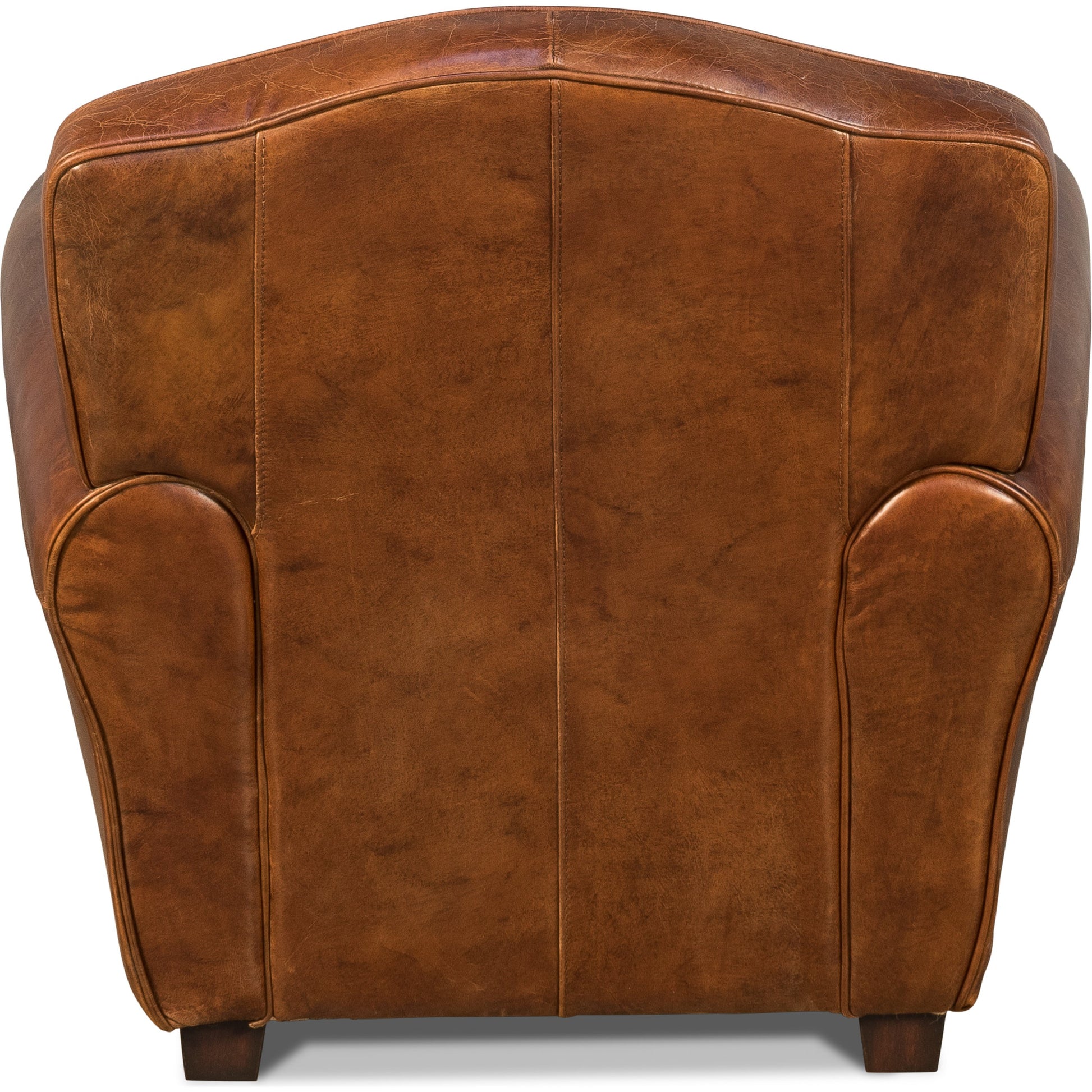Elite French Club Chair by Sarreid Ltd. in brown and vintage cigar leather. Made from wood, leather in a rustic style.