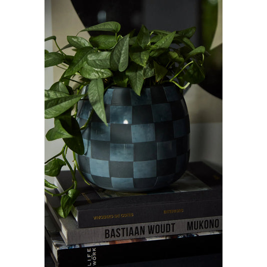 Enthia Vase by Accent Decor in blue. Made from glass in a unique style.