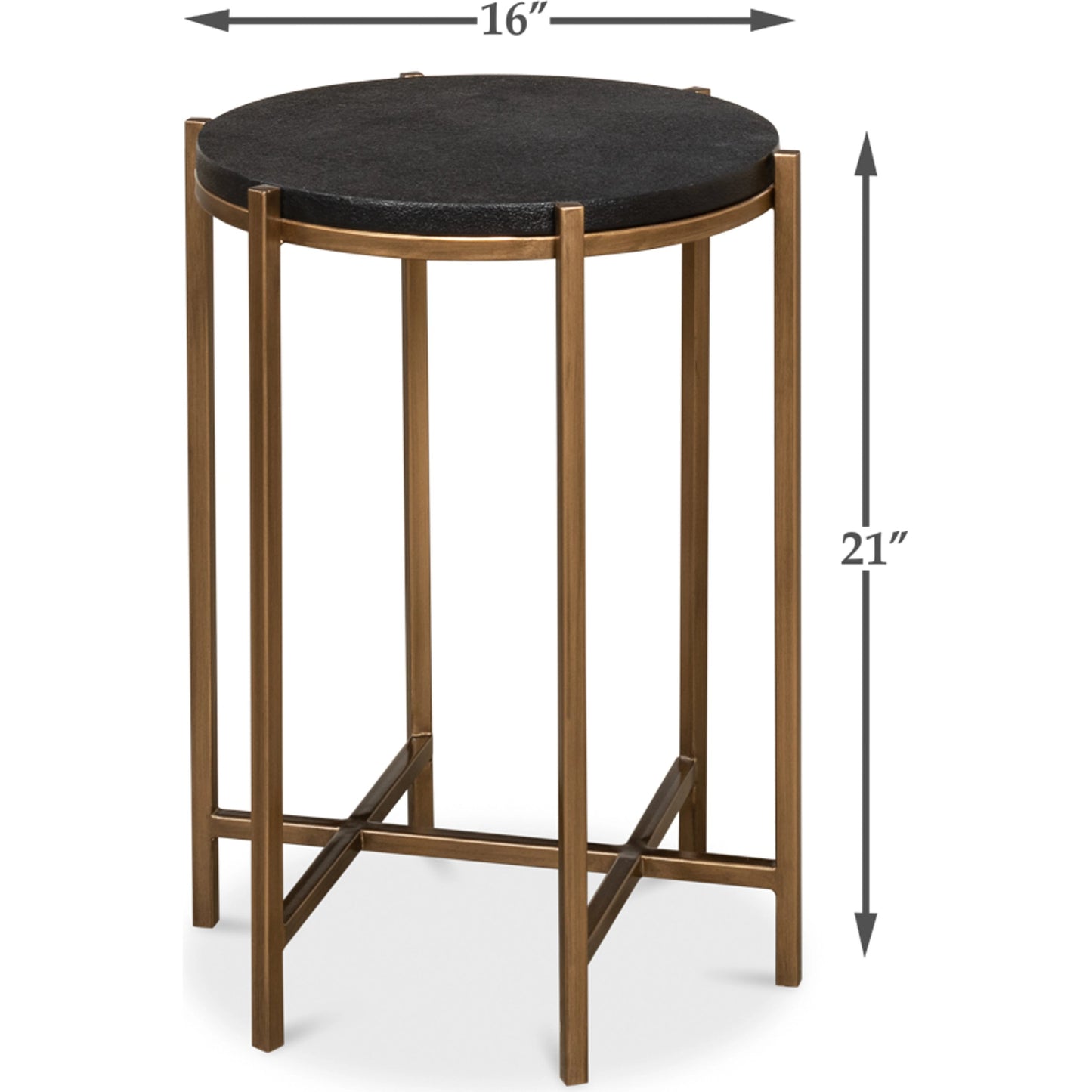 004 SR-858154 | Additional Silo | Stillwell Side Table by Sarreid Ltd. in black and black natural leather ant.gold iron. Made from mdf, leather, iron in a transitional style.