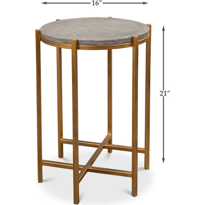 Spence Side Table by Sarreid Ltd.. Made from leather, wood, iron in a transitional style.
