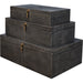 Cosmos Nesting Boxes by Sarreid Ltd.. Made from shagreen leather, wood, brass in a transitional style.