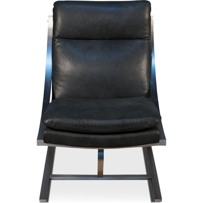Mc Queen Chair by Sarreid Ltd. in brown and vintage cigar leather. Made from leather in a modern style.