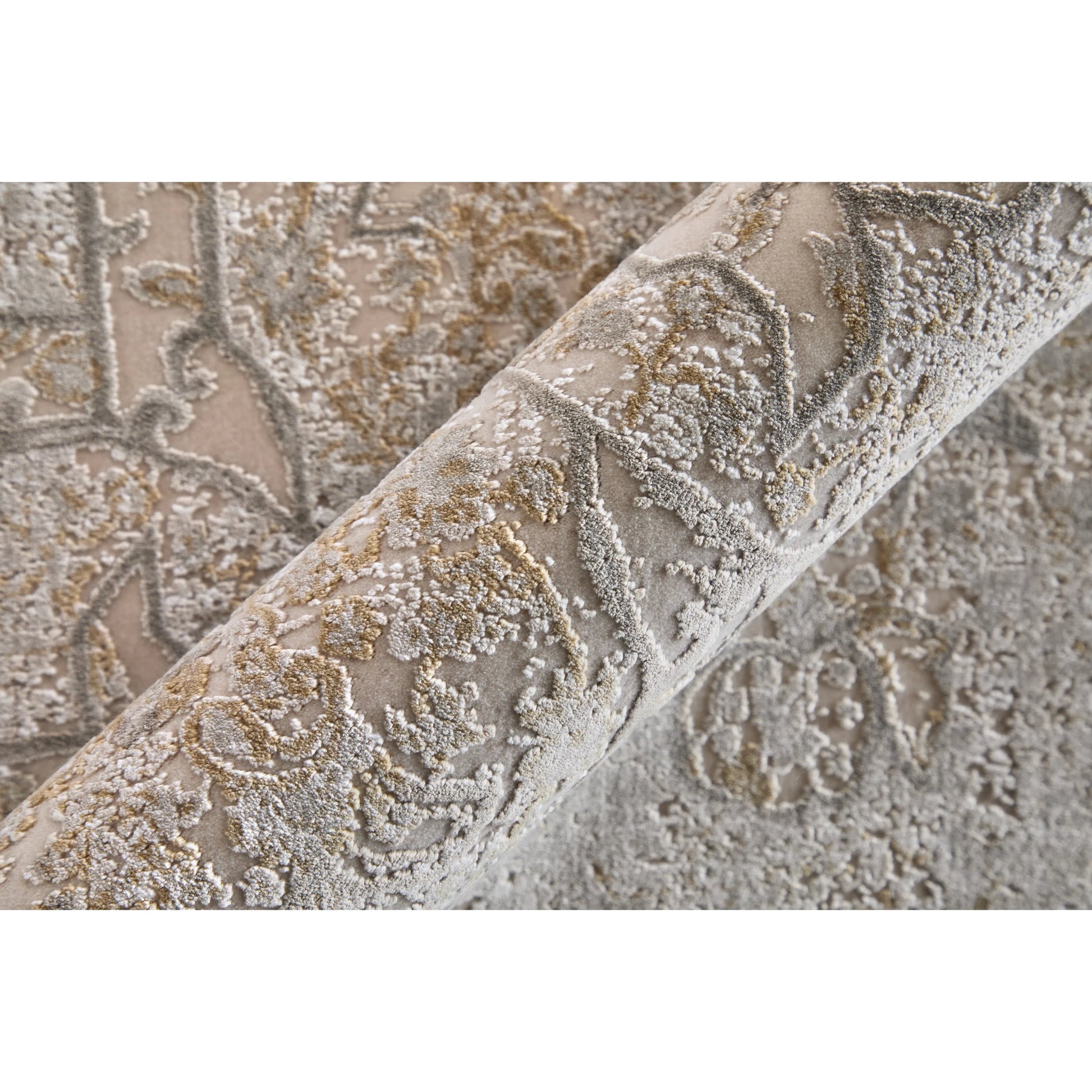 Cadiz Traditional 86639T0F Rug by Feizy in ivory, gray, gold. Made from viscose, acrylic in a unique style.