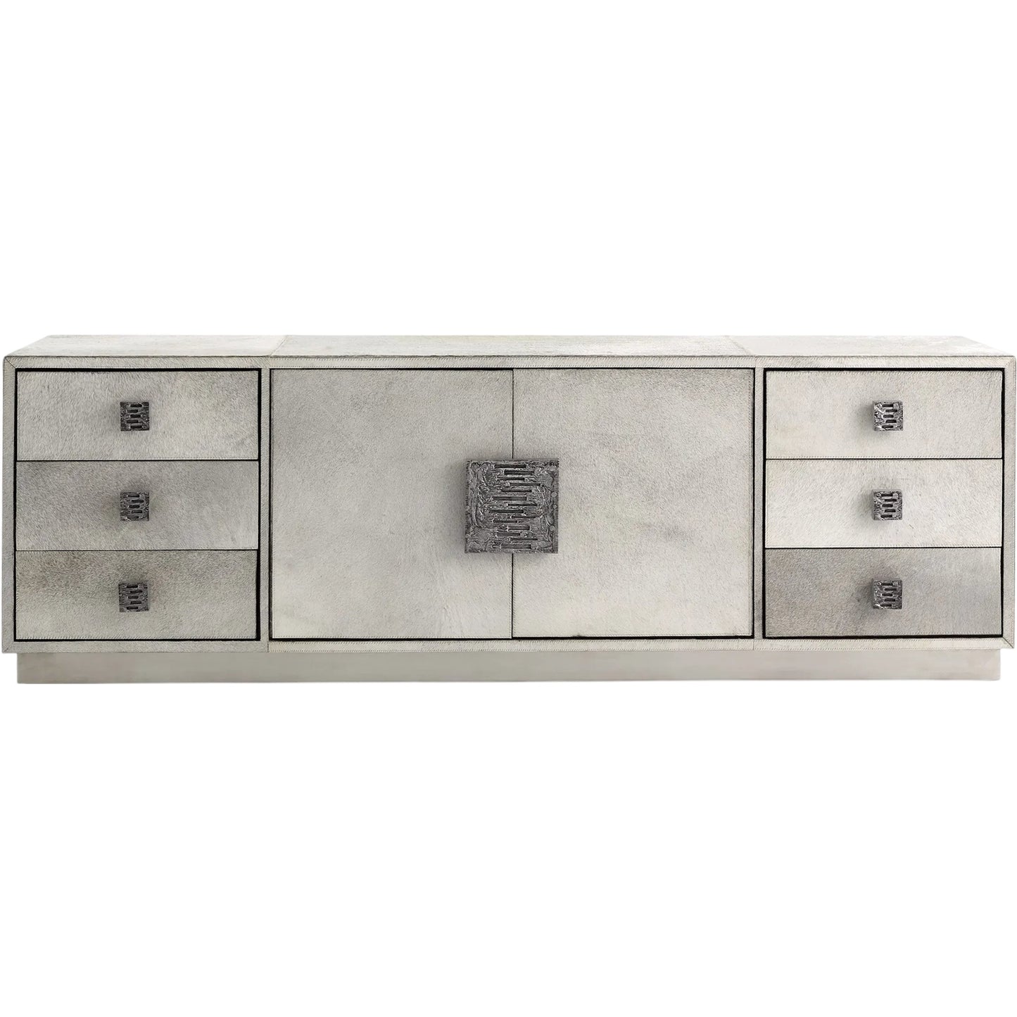 002 SR-701644 | Primary Silo | Metro Cabinet by Global Views in antique nickel, brushed nickel. Made from mdf, aluminum, stainless steel, hair on leather, polyester suede in a modern style.