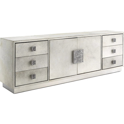 Metro Cabinet by Global Views in antique nickel, brushed nickel. Made from mdf, aluminum, stainless steel, hair on leather, polyester suede in a modern style.