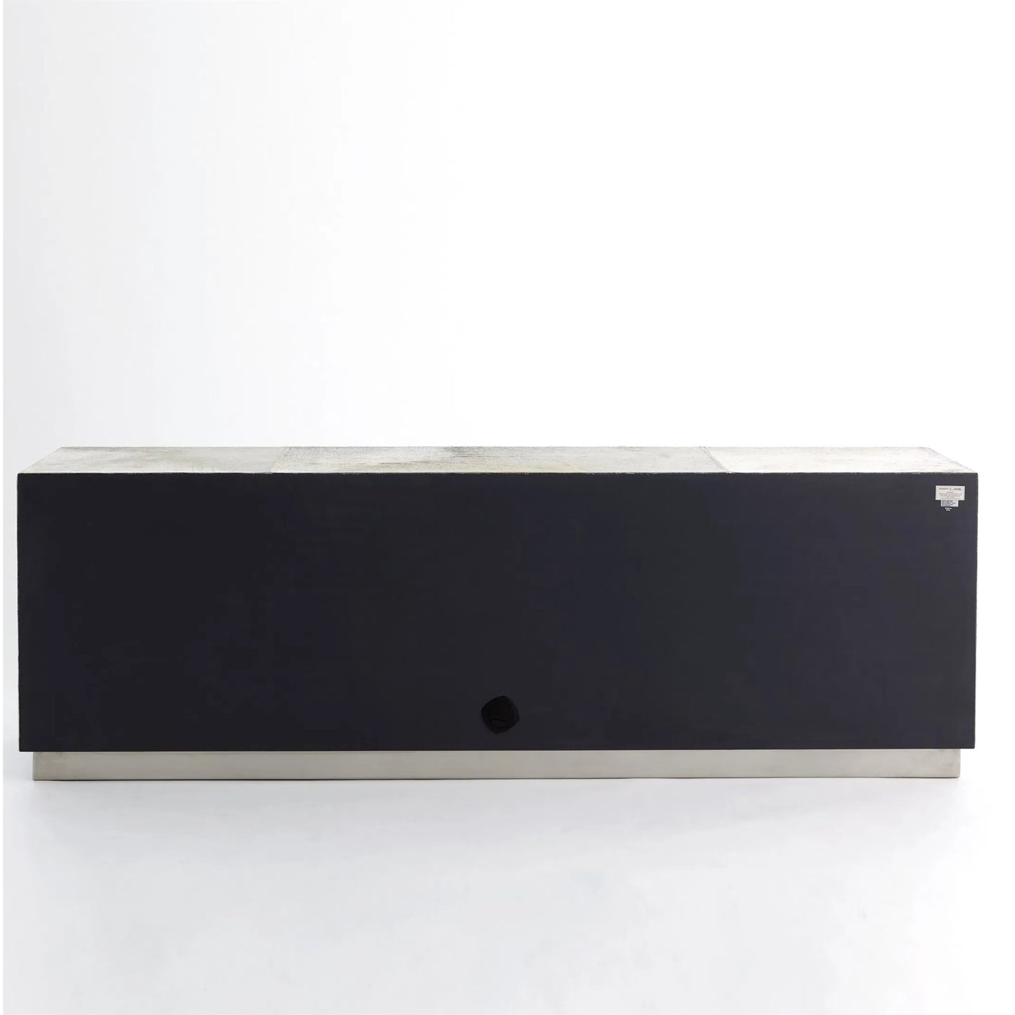 006 SR-701644 | Closeup | Metro Cabinet by Global Views in antique nickel, brushed nickel. Made from mdf, aluminum, stainless steel, hair on leather, polyester suede in a modern style.