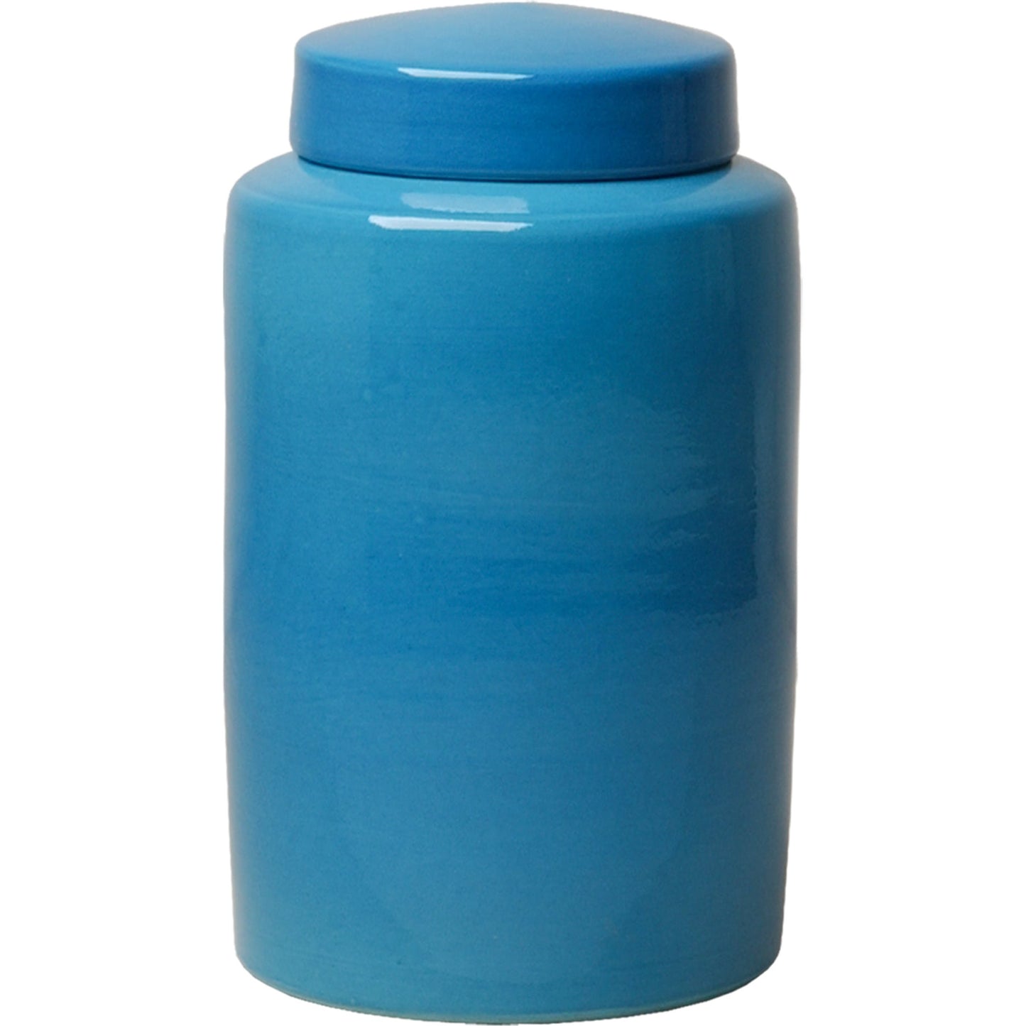 001 S-301314 | Primary Silo | Round Tea Canister by Emissary in french turquoise. Made from unique in a coastal style.
