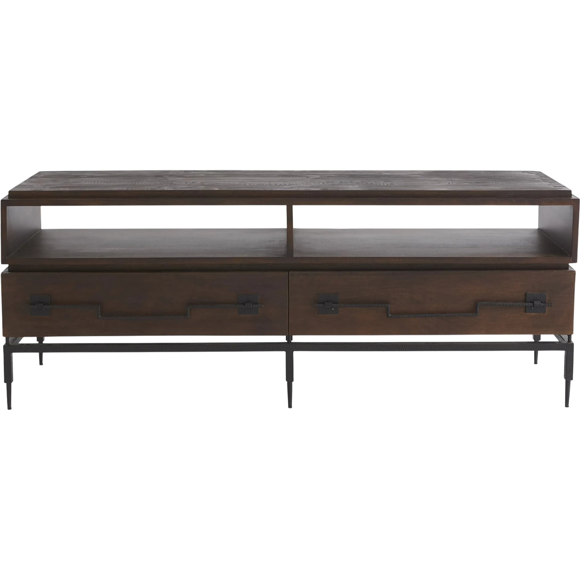 Scratch Console by Global Views in brown, black powder coat. Made from mango, iron in a rustic style.