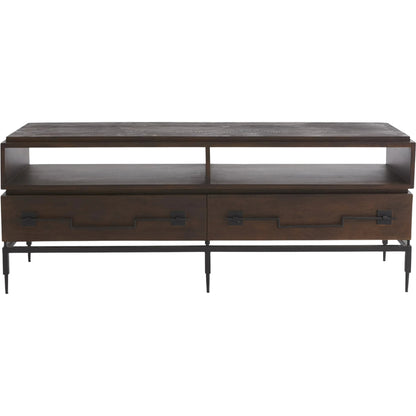 Scratch Console by Global Views in brown, black powder coat. Made from mango, iron in a rustic style.