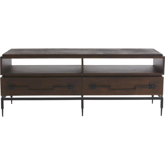 Scratch Console by Global Views in brown, black powder coat. Made from mango, iron in a rustic style.