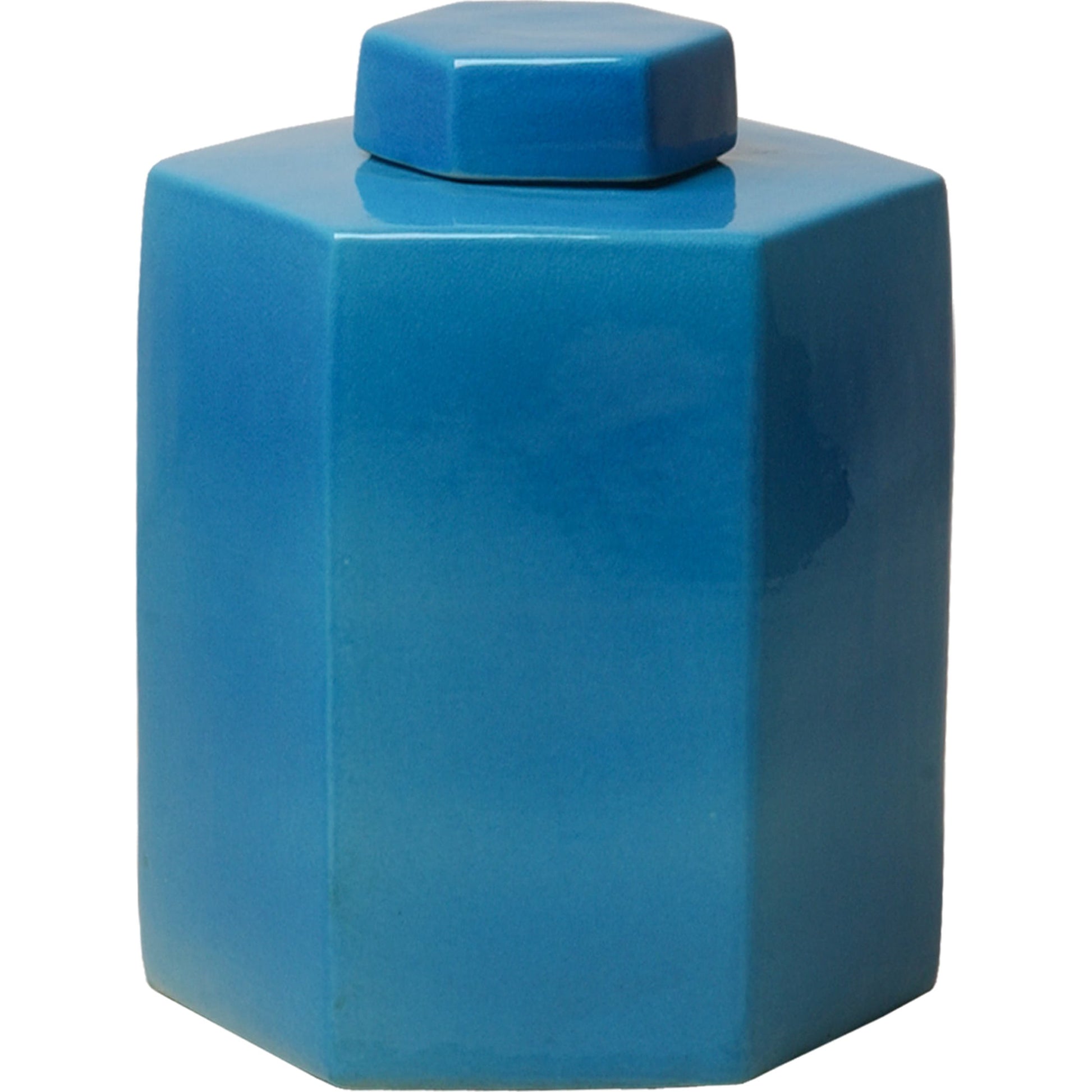 Hexagon Tea Canister by Emissary in french turquoise. Made from unique in a modern style.