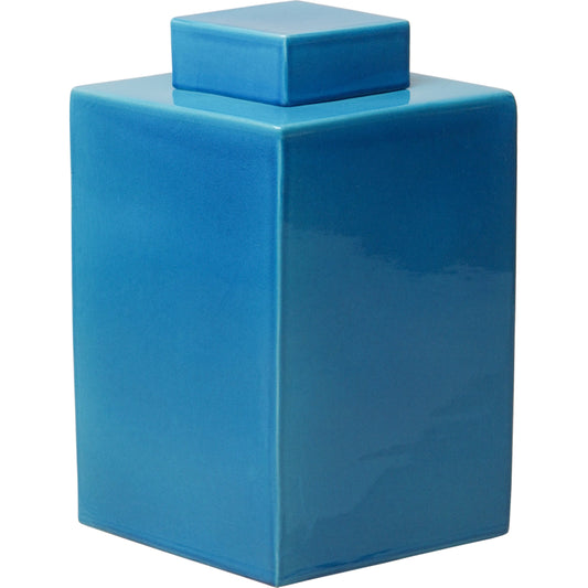 Diamond Tea Caddy by Emissary USA in french turquoise. Made from unique in a coastal style.