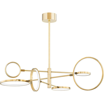 Saturn Chandelier by Hudson Valley. Made from brass in a modern style.